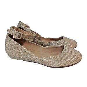 DREAM PAIRS Ankle Strap Doll Flat Shoes Gold Glitter Casual